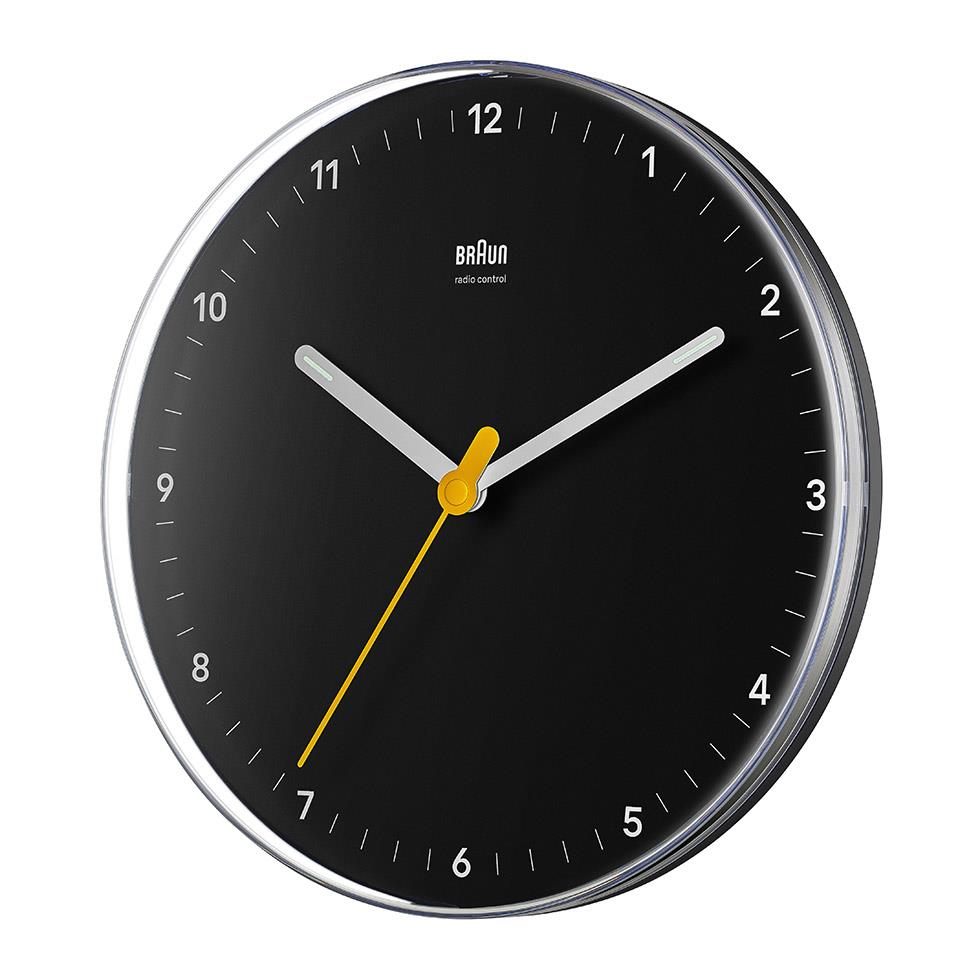BC26 Braun analogue european radio controlled wall clock black