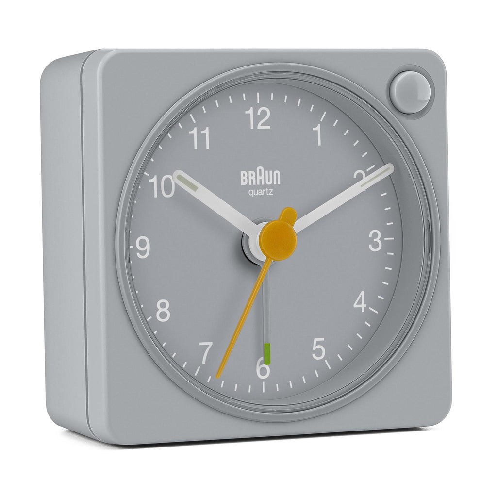 BC02X Braun Classic Analogue Travel Alarm Clock Grey Braun Clocks DE