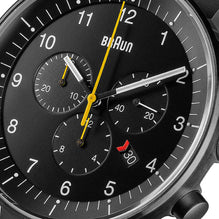 BN0095 Braun gents prestige chronograph watch - black dial and black rubber strap