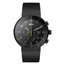 BN0095 Braun gents prestige chronograph watch - black dial and black rubber strap