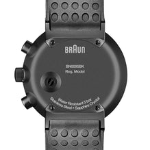 BN0095 Braun gents prestige chronograph watch - black dial and black rubber strap